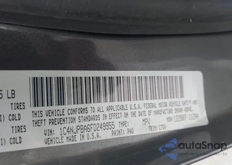 2015 Jeep Patriot Sport из США, поврежденный, VIN 1C4NJPBA6FD249955